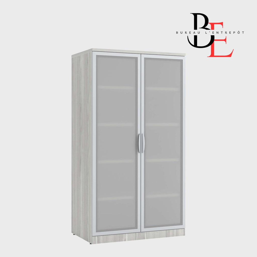 Armoire de Rangement – Portes en Verre Givré | Bureau L'Entrepôt