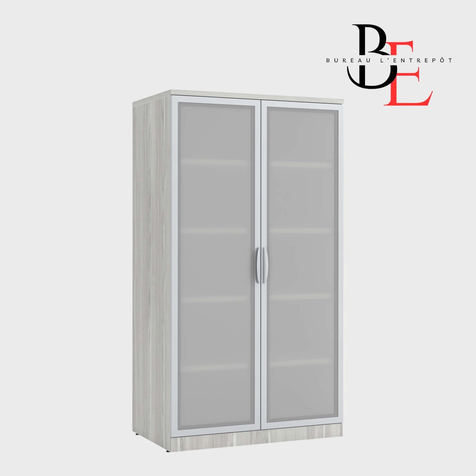 Armoire de Rangement – Portes en Verre Givré | Bureau L'Entrepôt