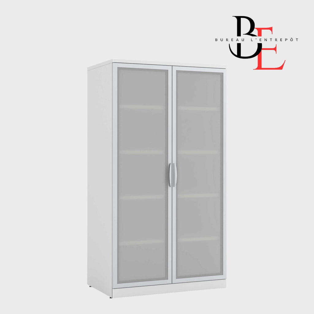Armoire de Rangement – Portes en Verre Givré | Bureau L'Entrepôt