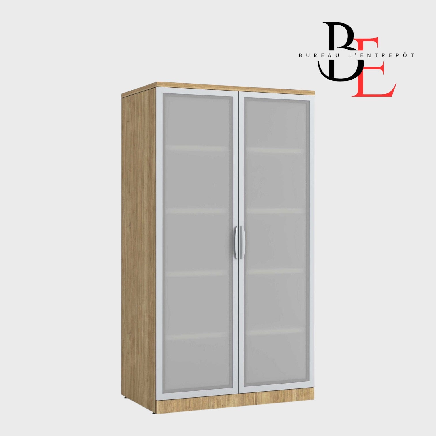 Armoire de Rangement – Portes en Verre Givré | Bureau L'Entrepôt