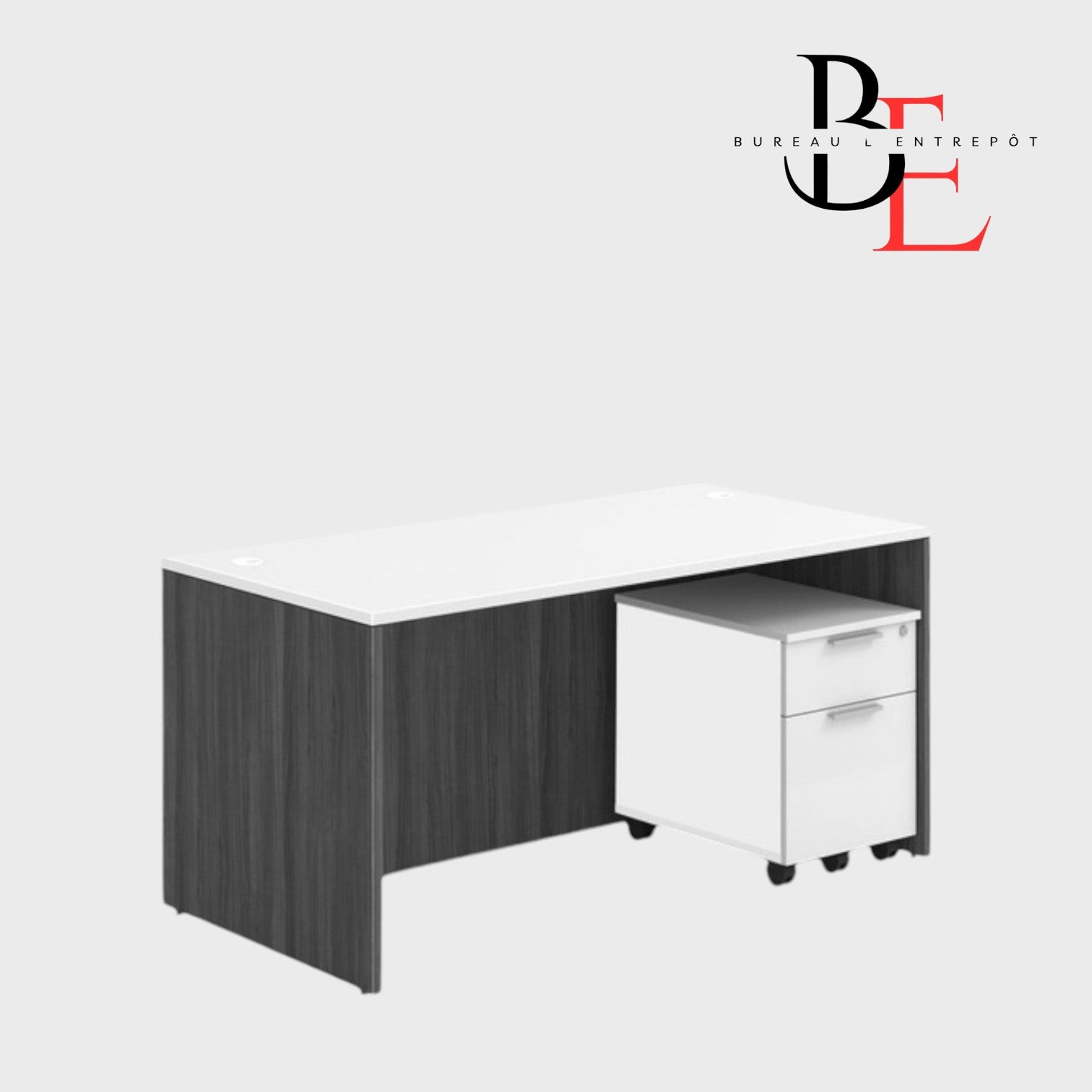 Bureau Simple avec Caisson Mobile 2 Tiroirs | Bureau L'Entrepôt 