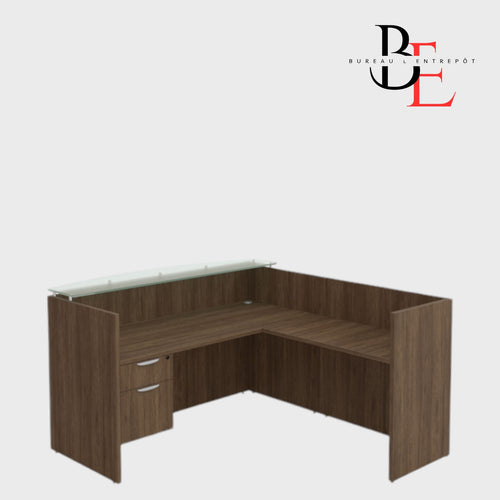 Bureau d'Accueil en L, Comptoir Verre et Caisson | Bureau L'Entrepôt