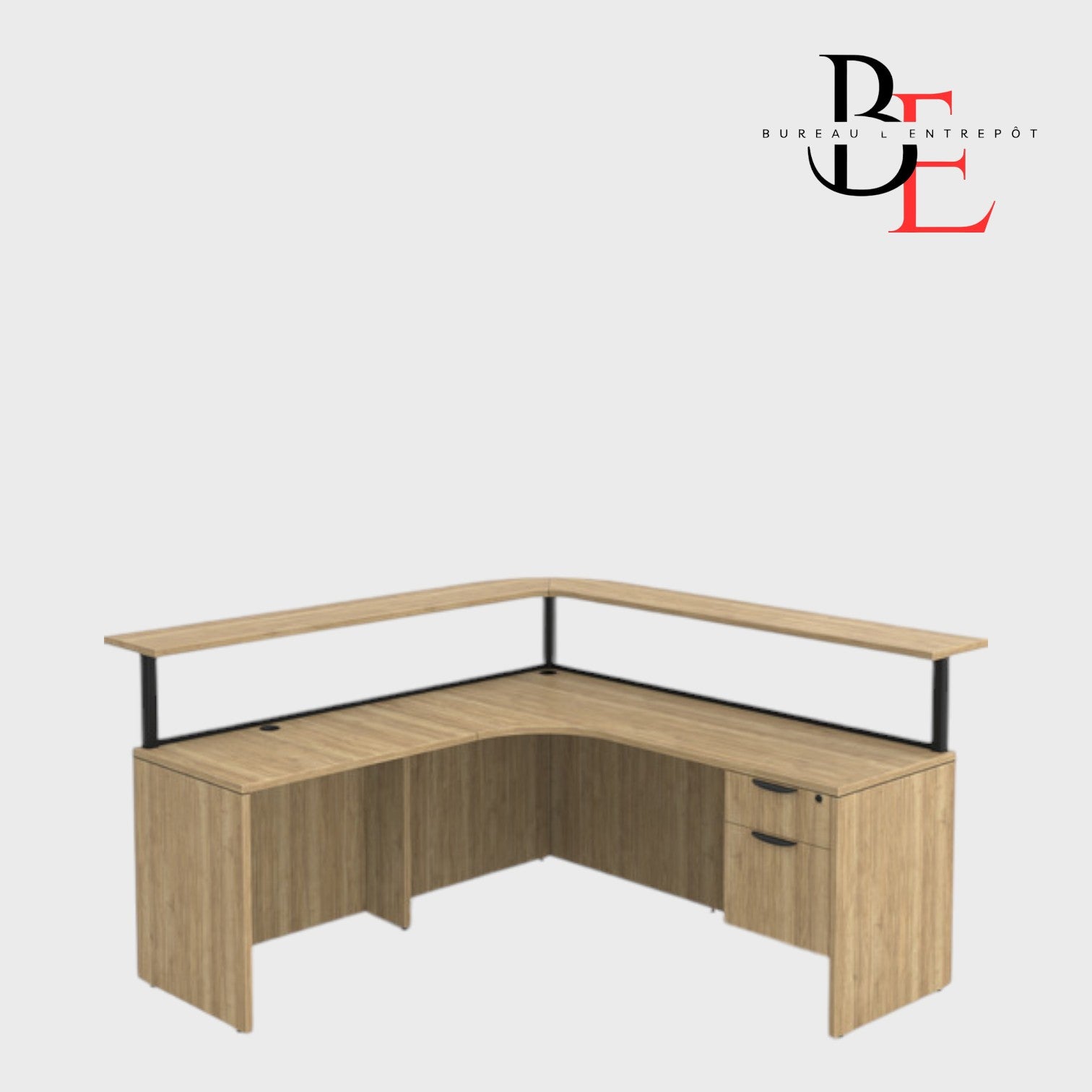 Bureau d'Accueil en L avec Comptoir Surélevé | Bureau L'Entrepôt
