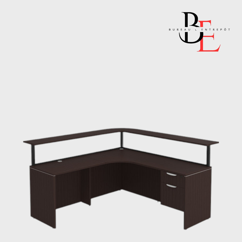 Bureau d'Accueil en L avec Comptoir Surélevé | Bureau L'Entrepôt