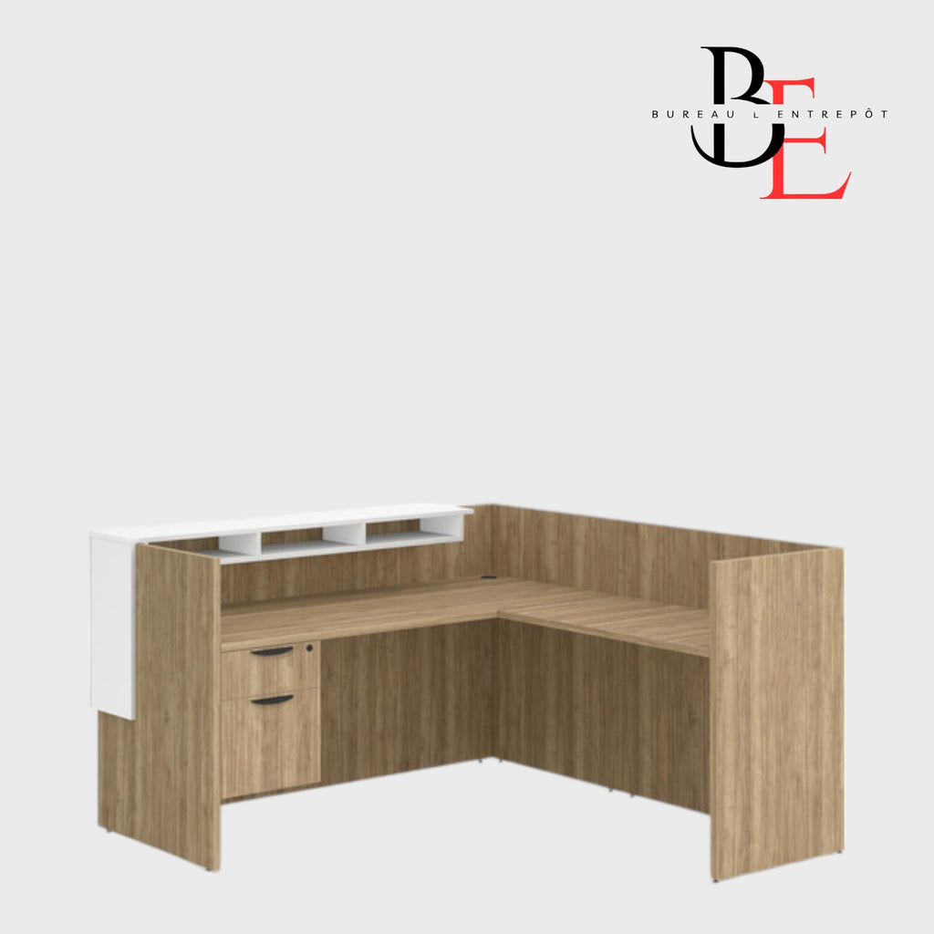 Bureau d'Accueil en L avec Pigeonniers et Caisson | Bureau L'Entrepôt 