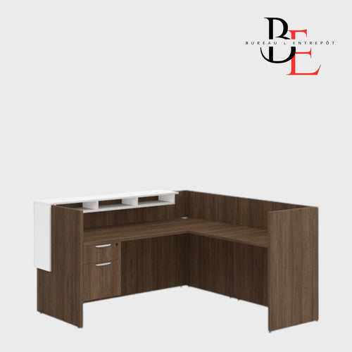 Bureau d'Accueil en L avec Pigeonniers et Caisson | Bureau L'Entrepôt 