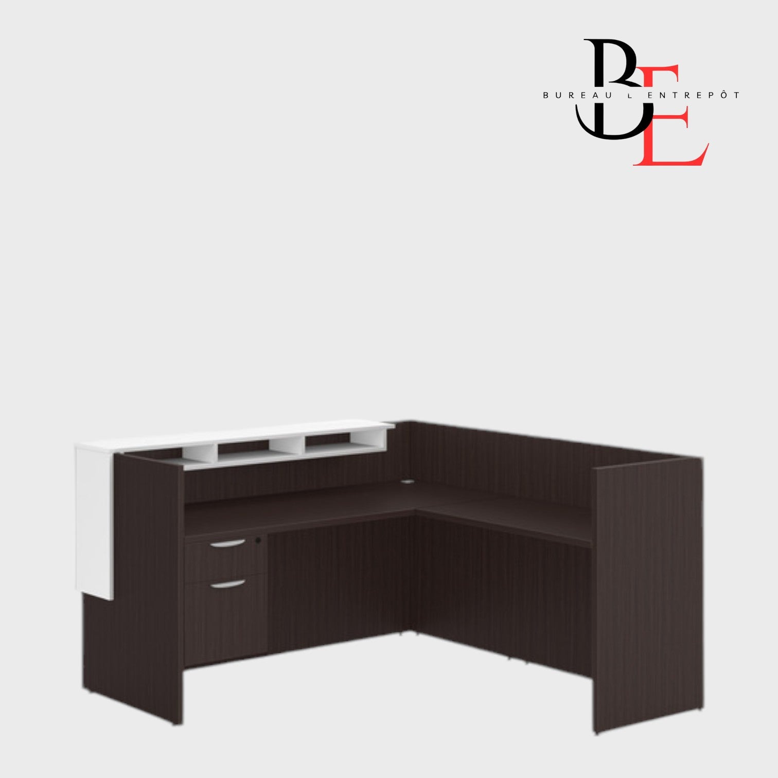 Bureau d'Accueil en L avec Pigeonniers et Caisson | Bureau L'Entrepôt 