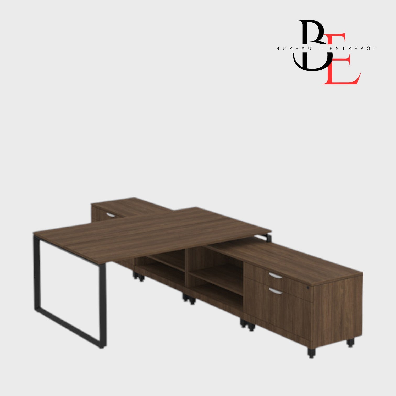 Bureau de Travail avec Crédence Centrale en T | Bureau L'Entrepôt