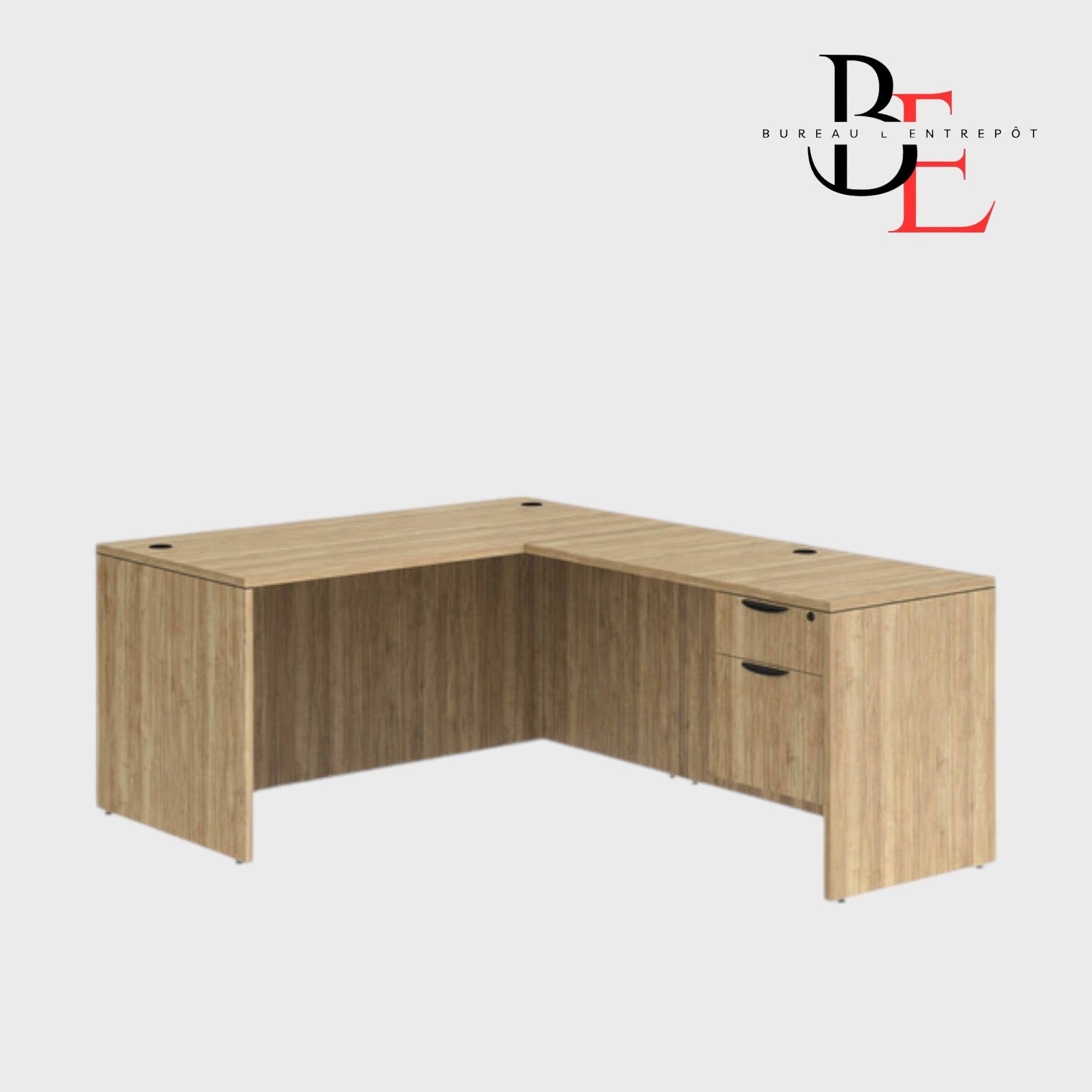 Bureau en L avec Caisson Intégré 2 Tiroirs | Bureau L'Entrepôt 