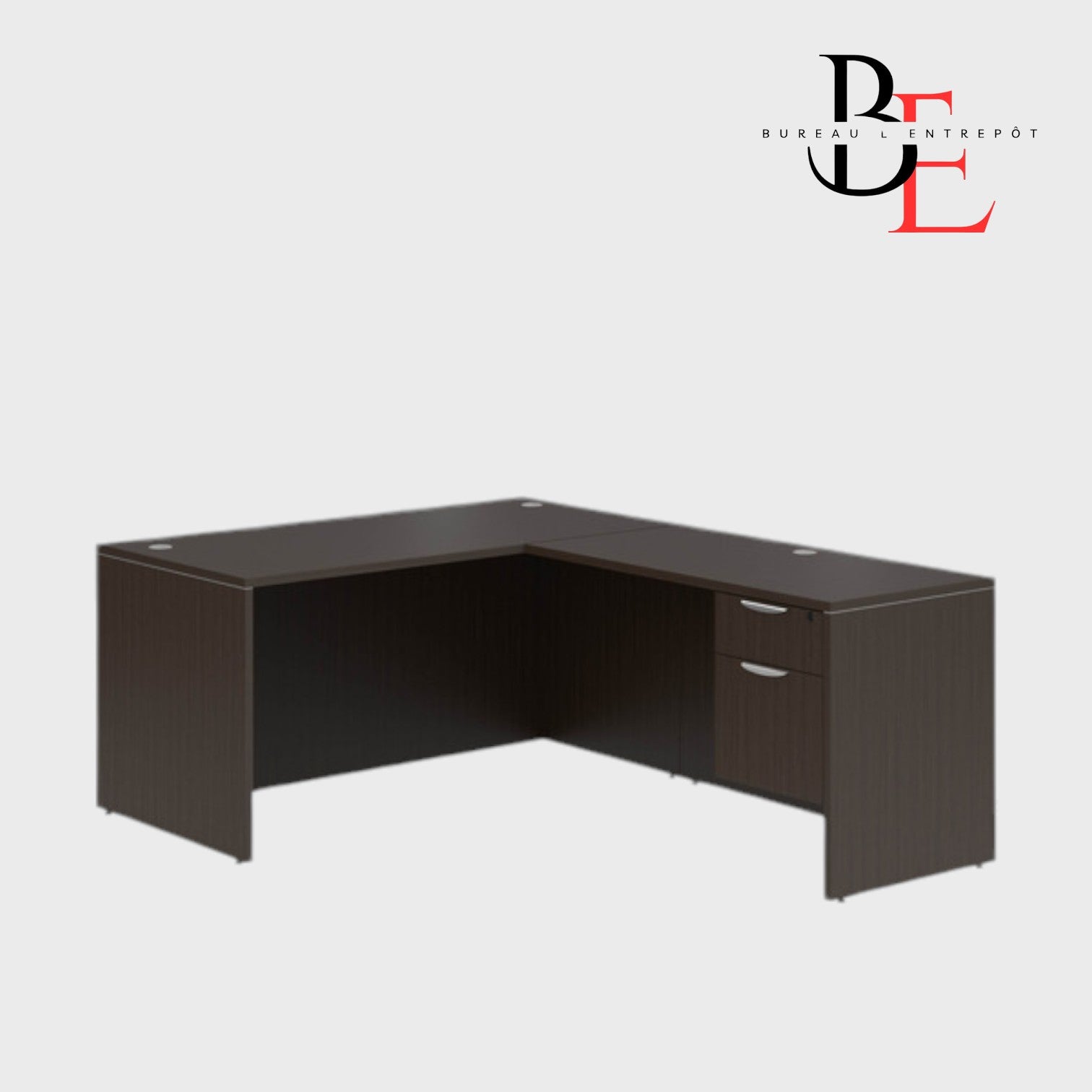 Bureau en L avec Caisson Intégré 2 Tiroirs | Bureau L'Entrepôt 