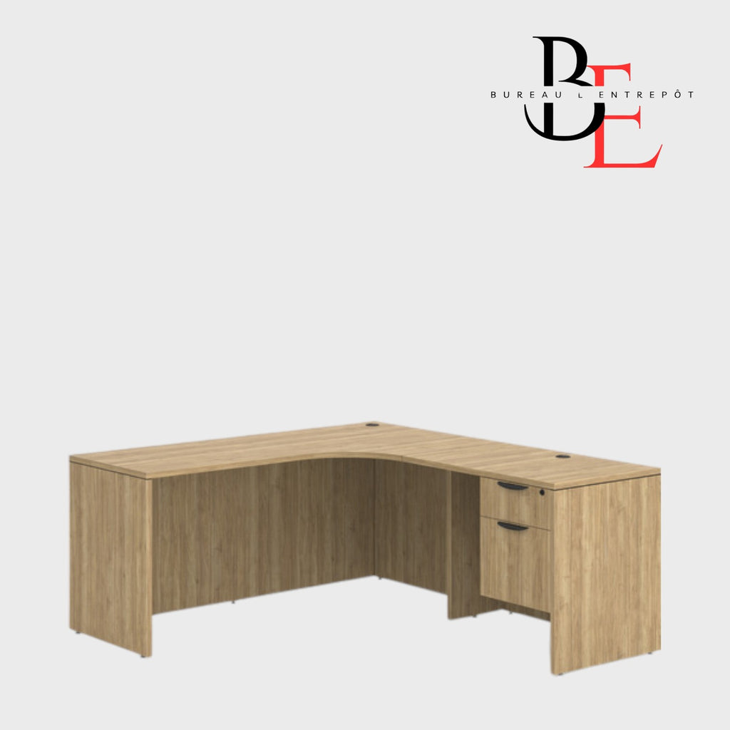 Bureau en L avec Caisson Intégré 2 Tiroirs | Bureau L'Entrepôt 