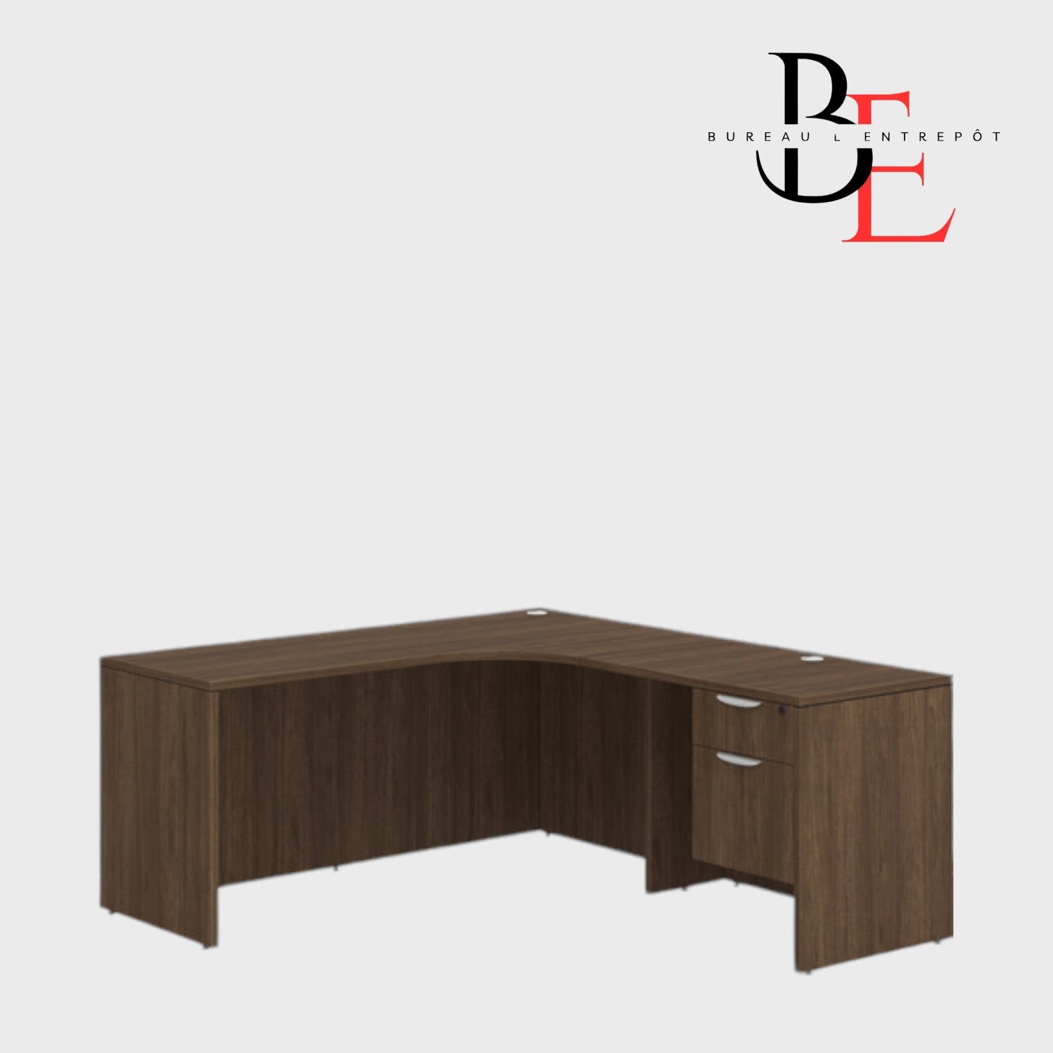 Bureau en L avec Caisson Intégré 2 Tiroirs | Bureau L'Entrepôt 