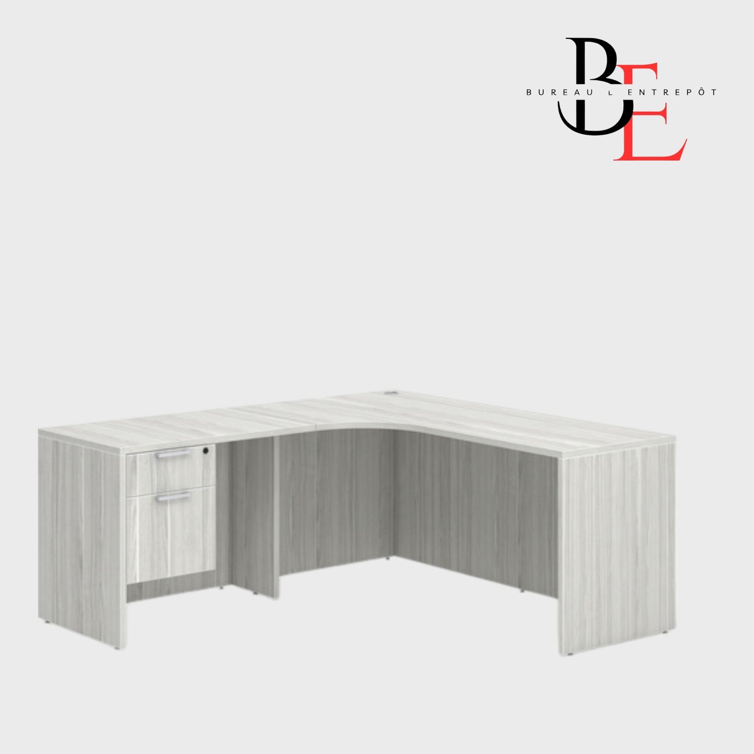 Bureau en L avec Caisson Intégré 2 Tiroirs | Bureau L'Entrepôt 