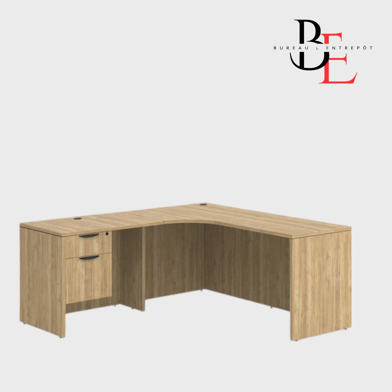 Bureau en L avec Caisson Intégré 2 Tiroirs | Bureau L'Entrepôt 