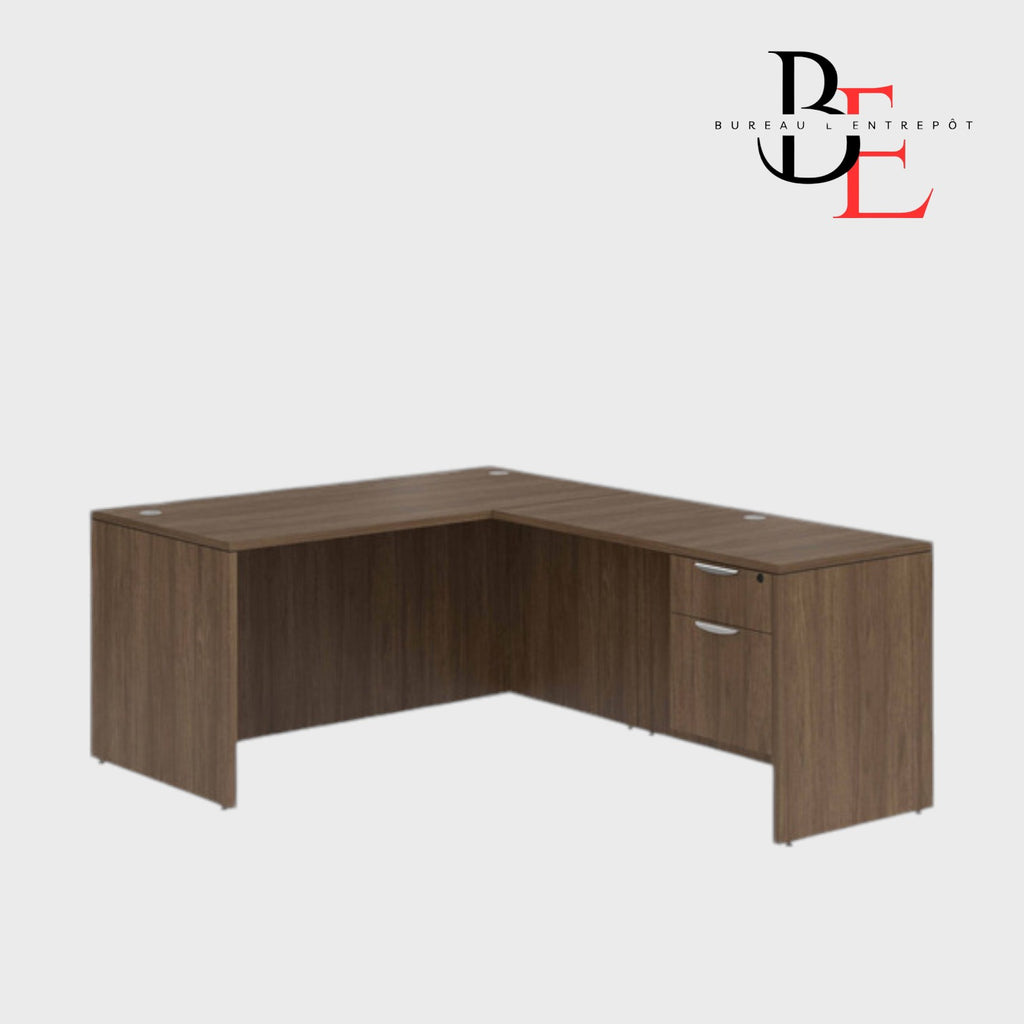 Bureau en L avec Caisson Intégré 2 Tiroirs | Bureau L'Entrepôt 