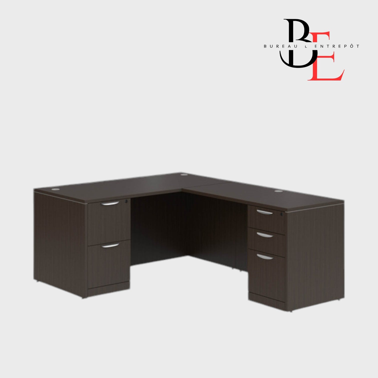 Bureau en L avec Caissons 2 et 3 Tiroirs Intégrés | Bureau L'Entrepôt