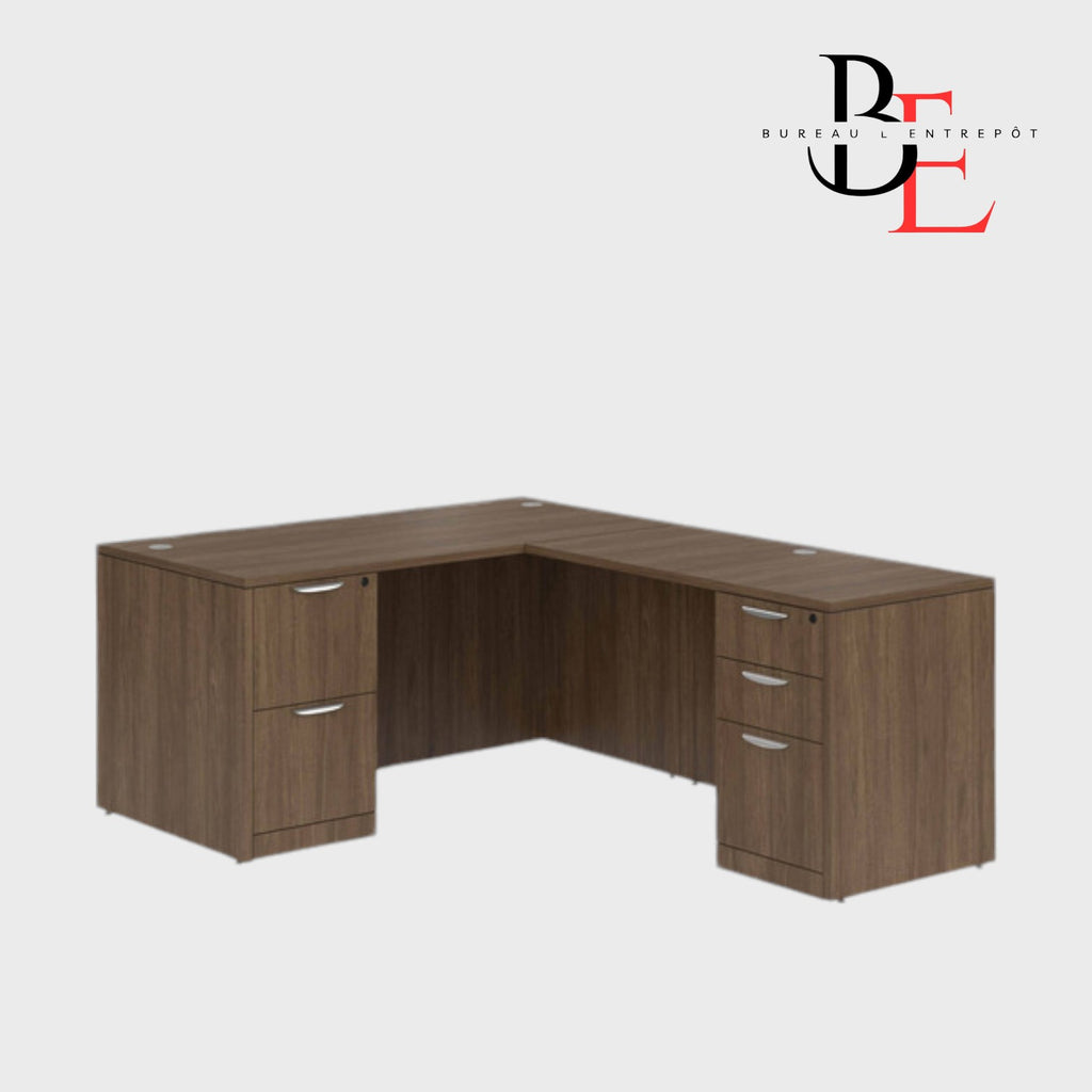Bureau en L avec Caissons 2 et 3 Tiroirs Intégrés | Bureau L'Entrepôt