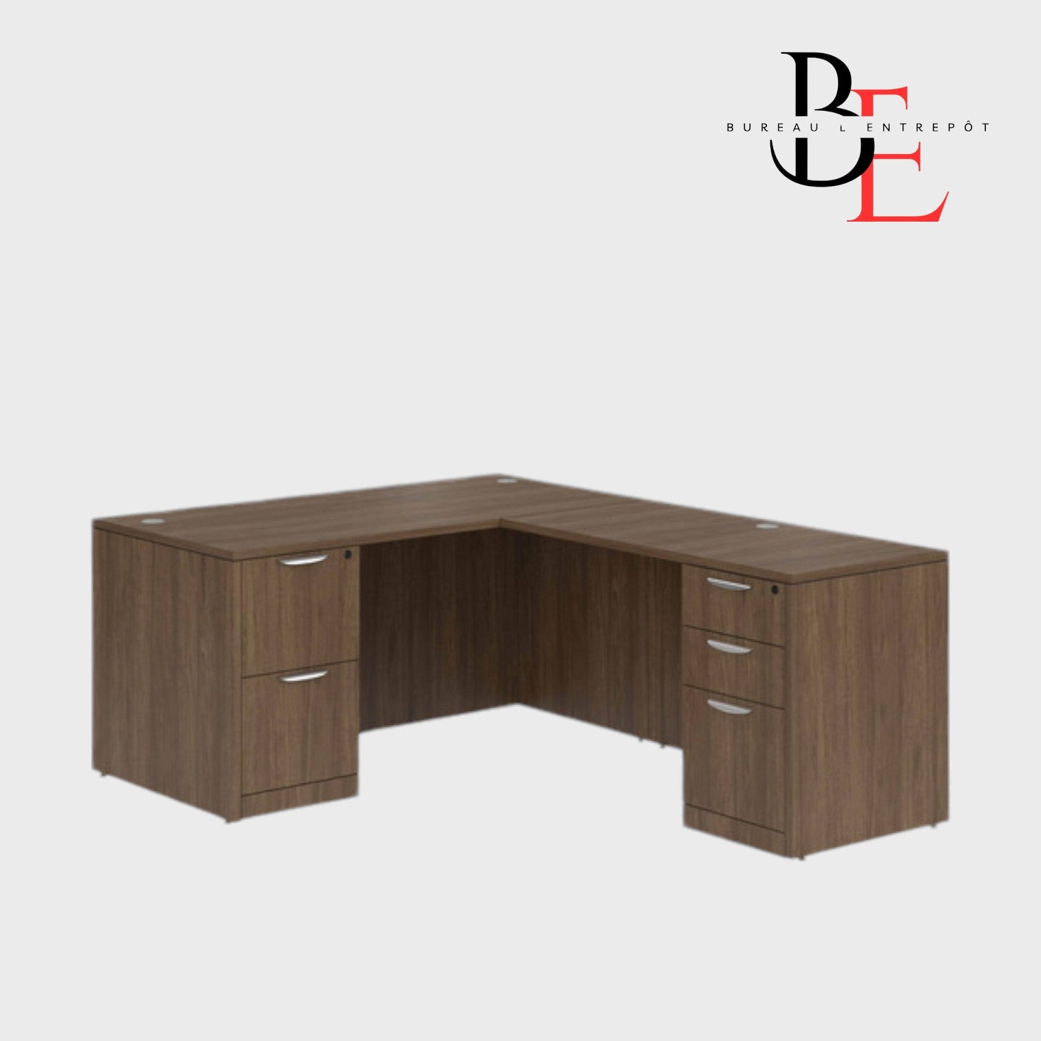 Bureau en L avec Caissons 2 et 3 Tiroirs Intégrés | Bureau L'Entrepôt