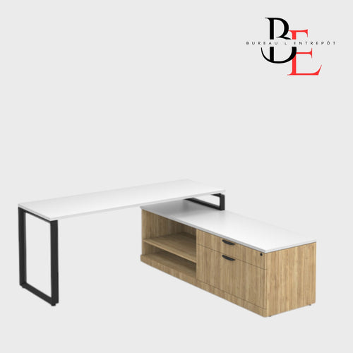 Bureau en L avec Crédence de Rangement | Bureau L'Entrepôt 
