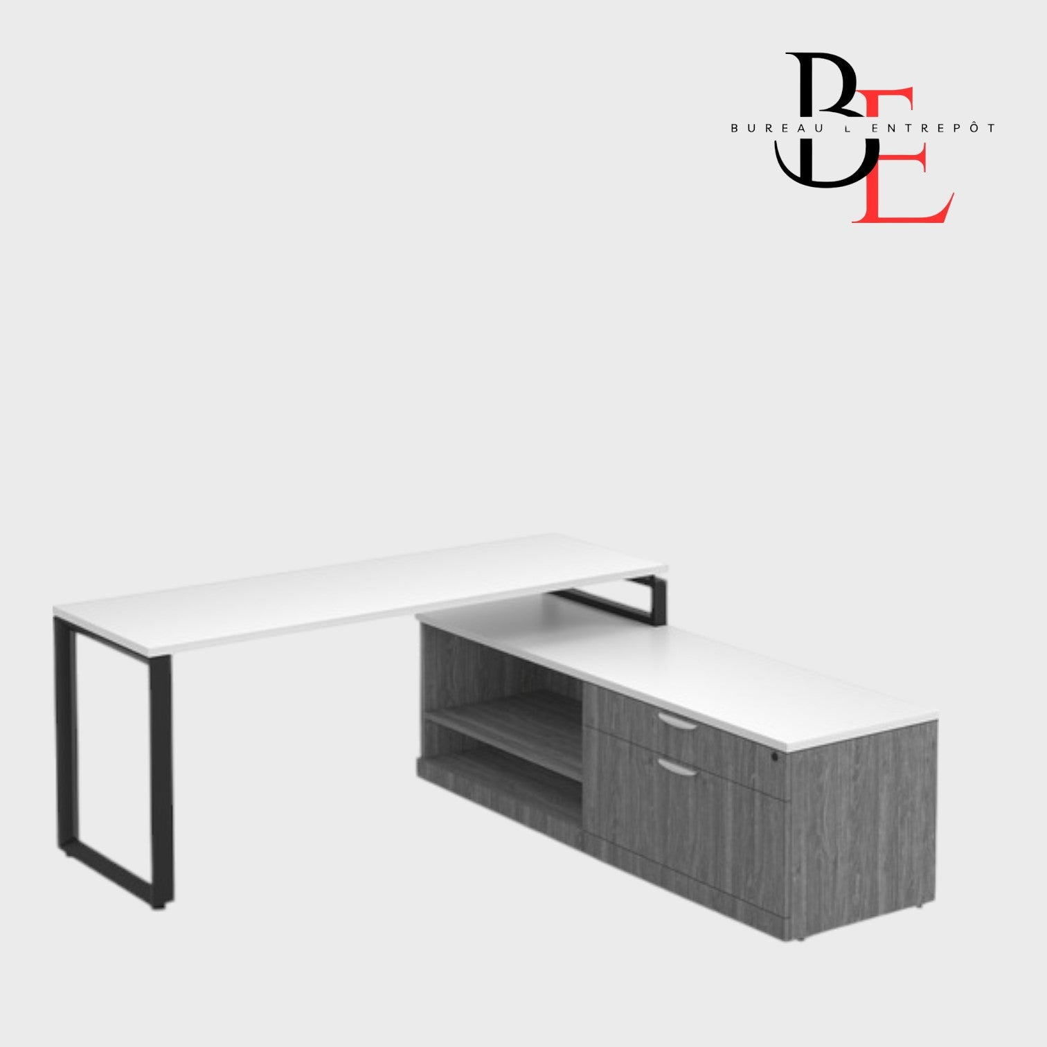 Bureau en L avec Crédence de Rangement | Bureau L'Entrepôt 