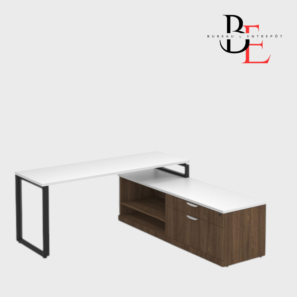 Bureau en L avec Crédence de Rangement | Bureau L'Entrepôt 