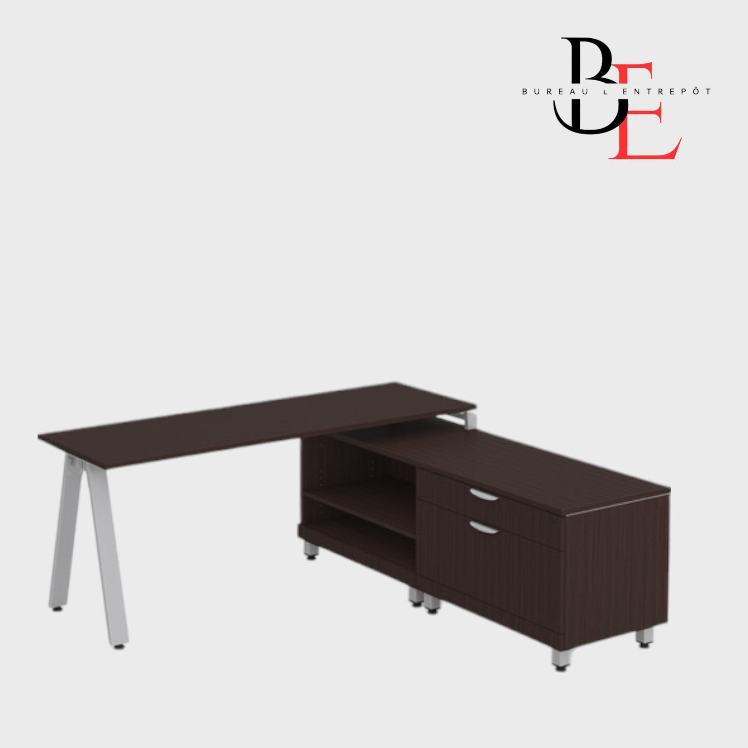 Bureau en L avec Crédence de Rangement et pieds en métal | Bureau L'Entrepôt