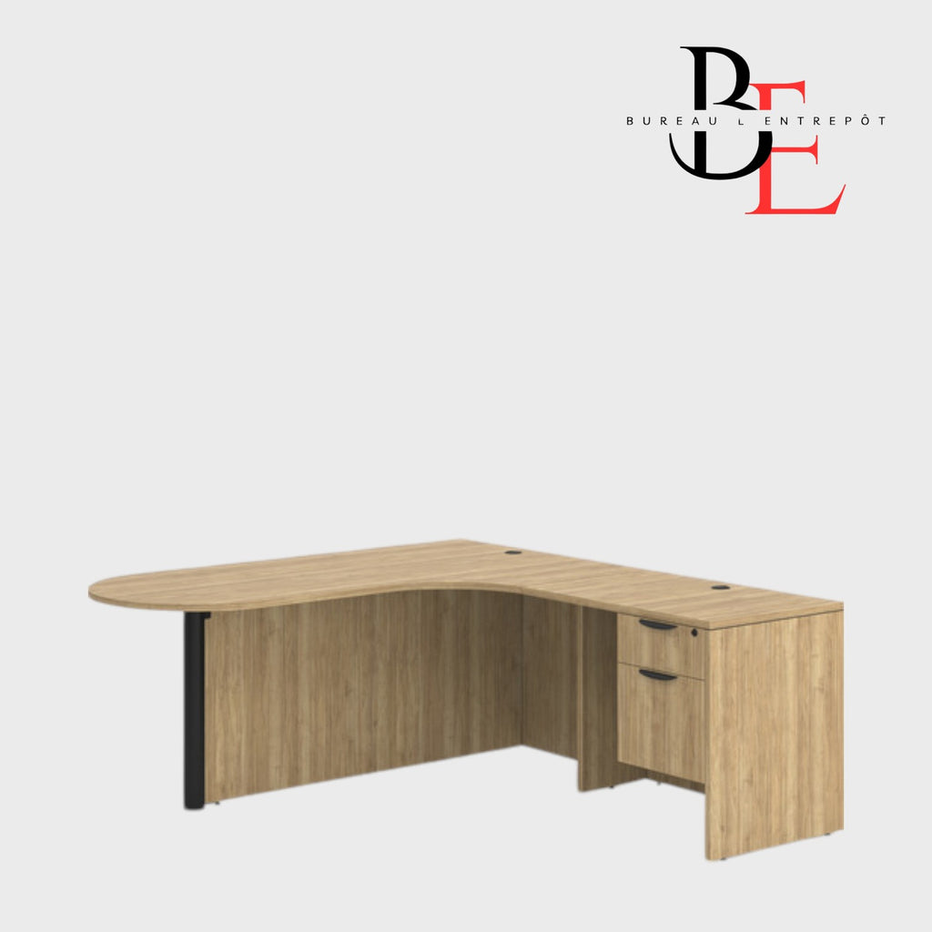 Bureau en L avec Façade Courbe, Caisson | Bureau L'Entrepôt