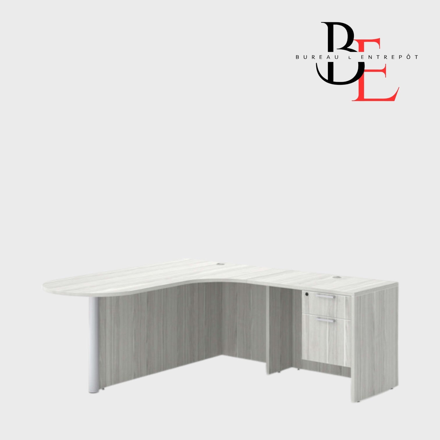 Bureau en L avec Façade Courbe, Caisson | Bureau L'Entrepôt