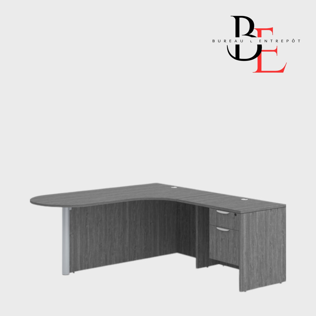 Bureau en L avec Façade Courbe, Caisson | Bureau L'Entrepôt