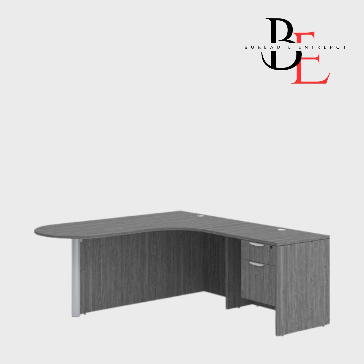 Bureau en L avec Façade Courbe, Caisson | Bureau L'Entrepôt
