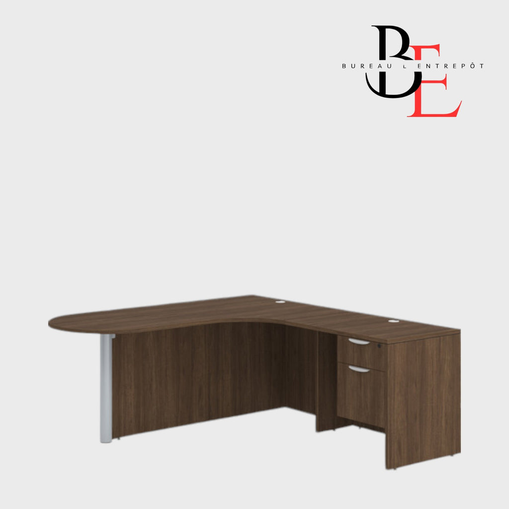 Bureau en L avec Façade Courbe, Caisson | Bureau L'Entrepôt