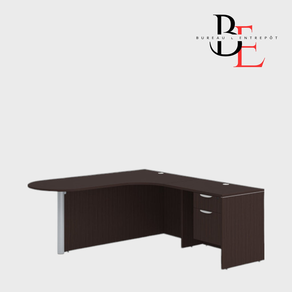 Bureau en L avec Façade Courbe, Caisson | Bureau L'Entrepôt