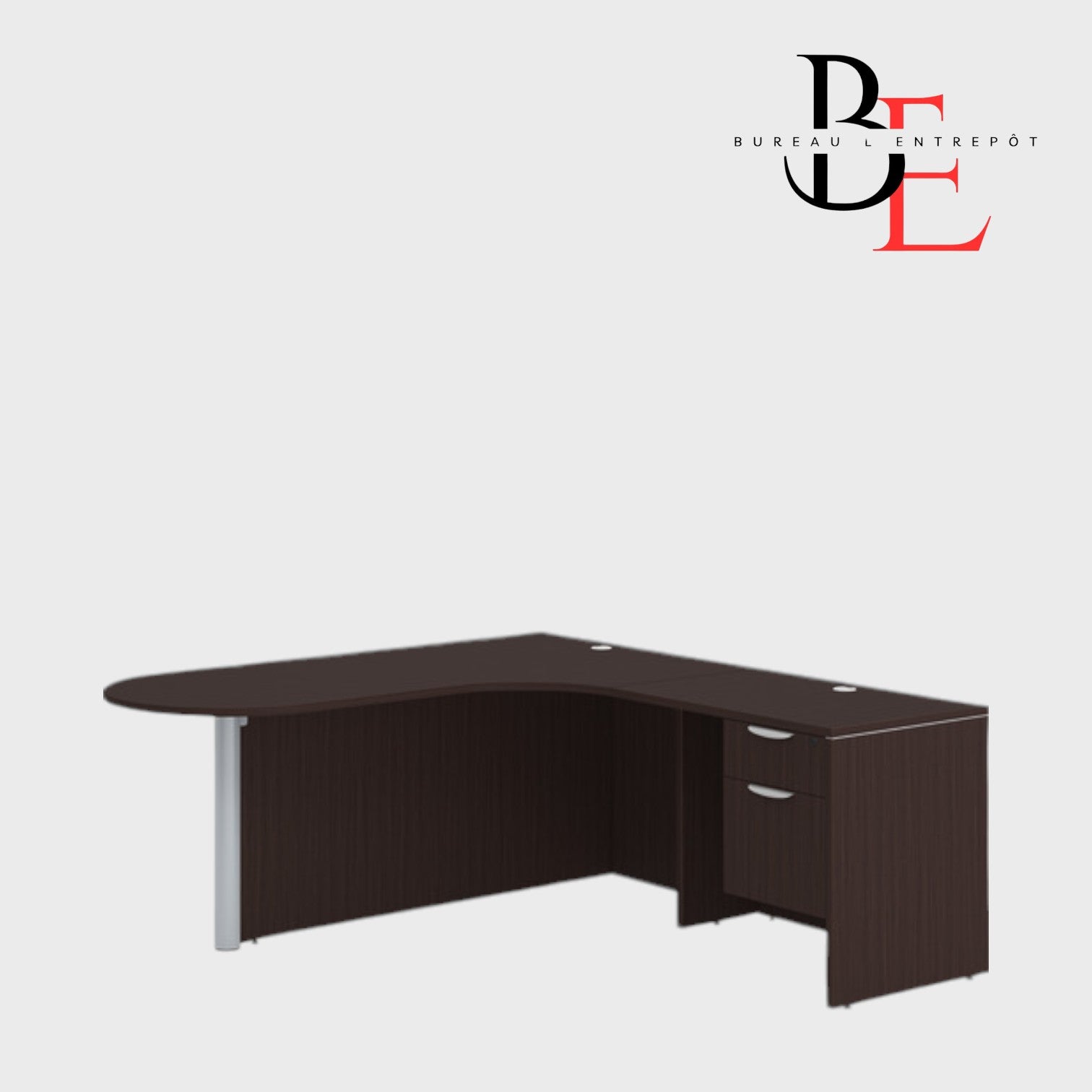 Bureau en L avec Façade Courbe, Caisson | Bureau L'Entrepôt