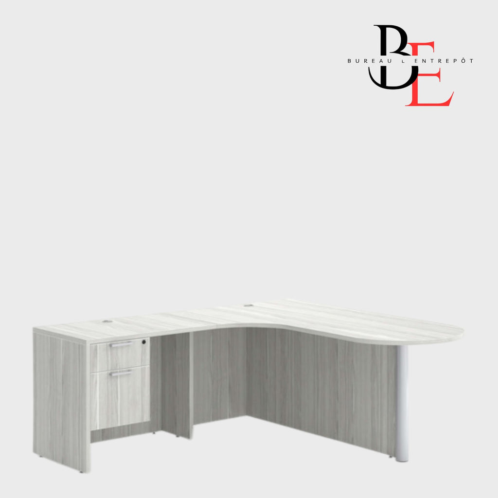 Bureau en L avec Façade Courbe, Caisson | Bureau L'Entrepôt