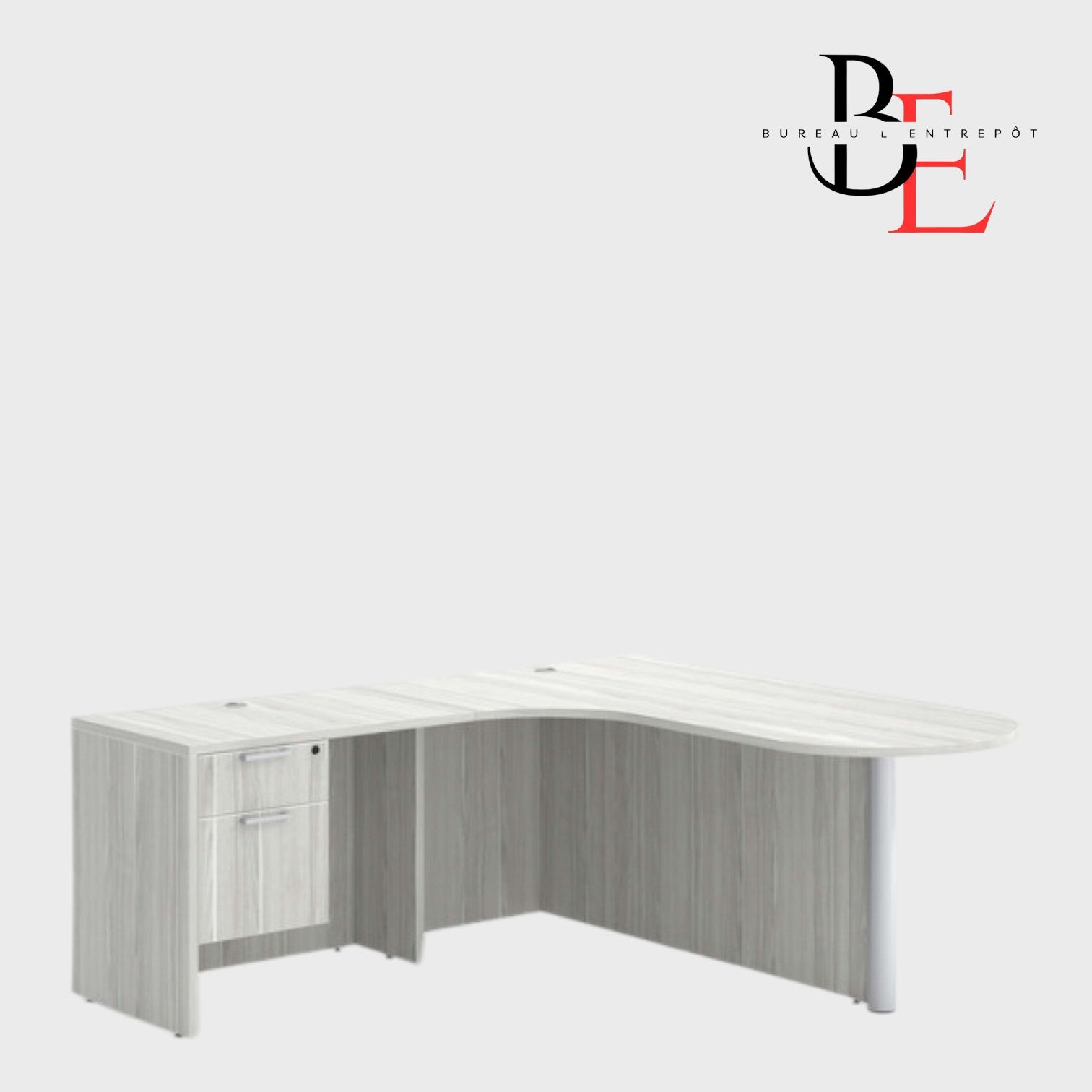 Bureau en L avec Façade Courbe, Caisson | Bureau L'Entrepôt