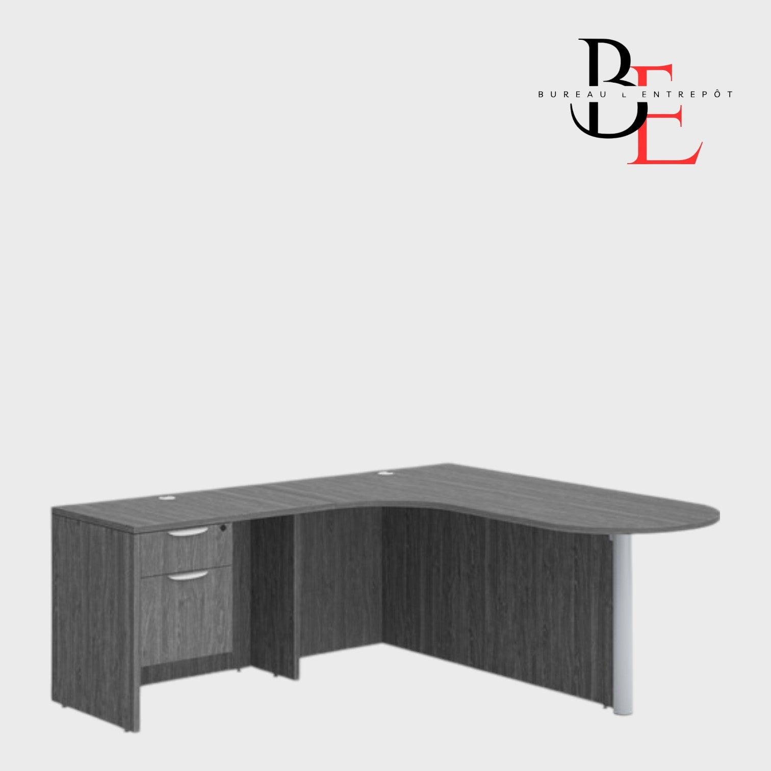 Bureau en L avec Façade Courbe, Caisson | Bureau L'Entrepôt