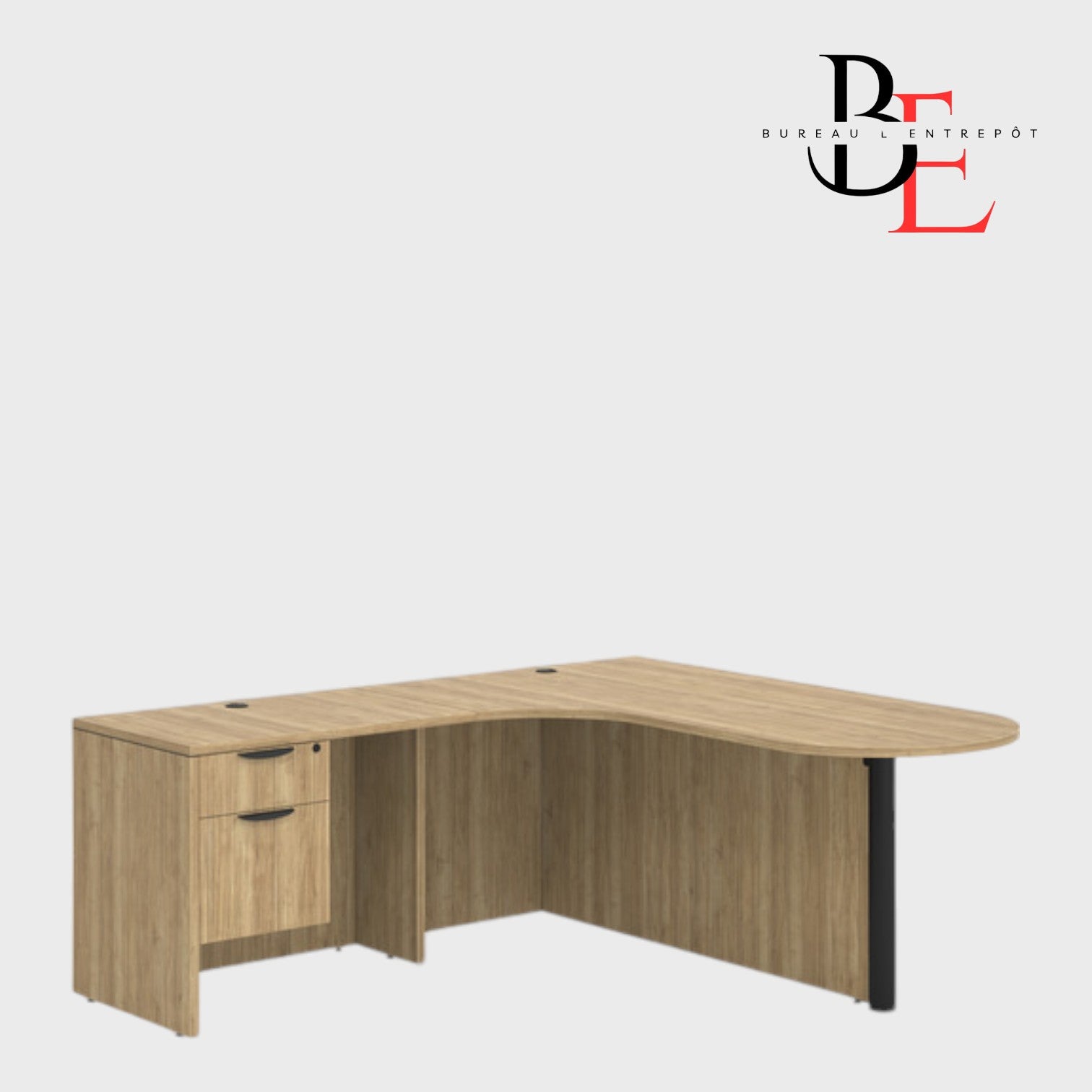 Bureau en L avec Façade Courbe, Caisson | Bureau L'Entrepôt