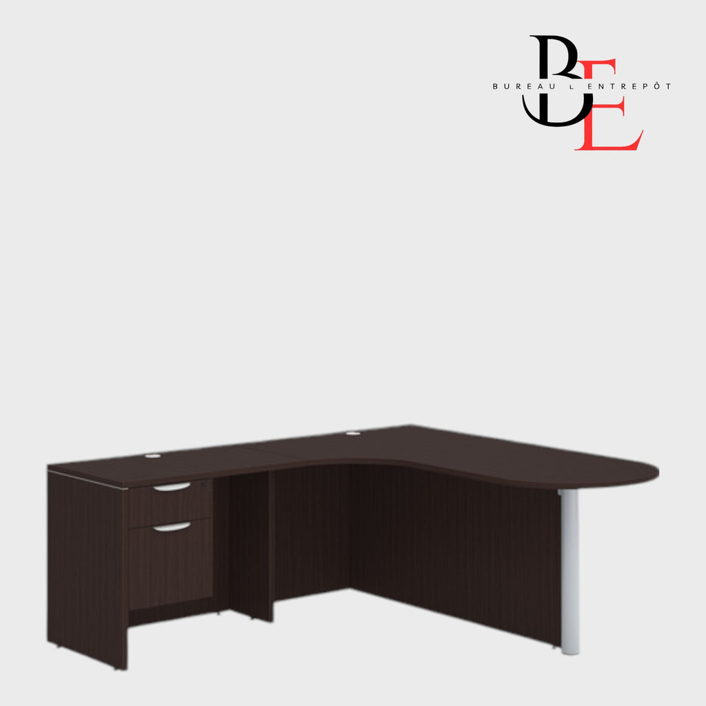 Bureau en L avec Façade Courbe, Caisson | Bureau L'Entrepôt