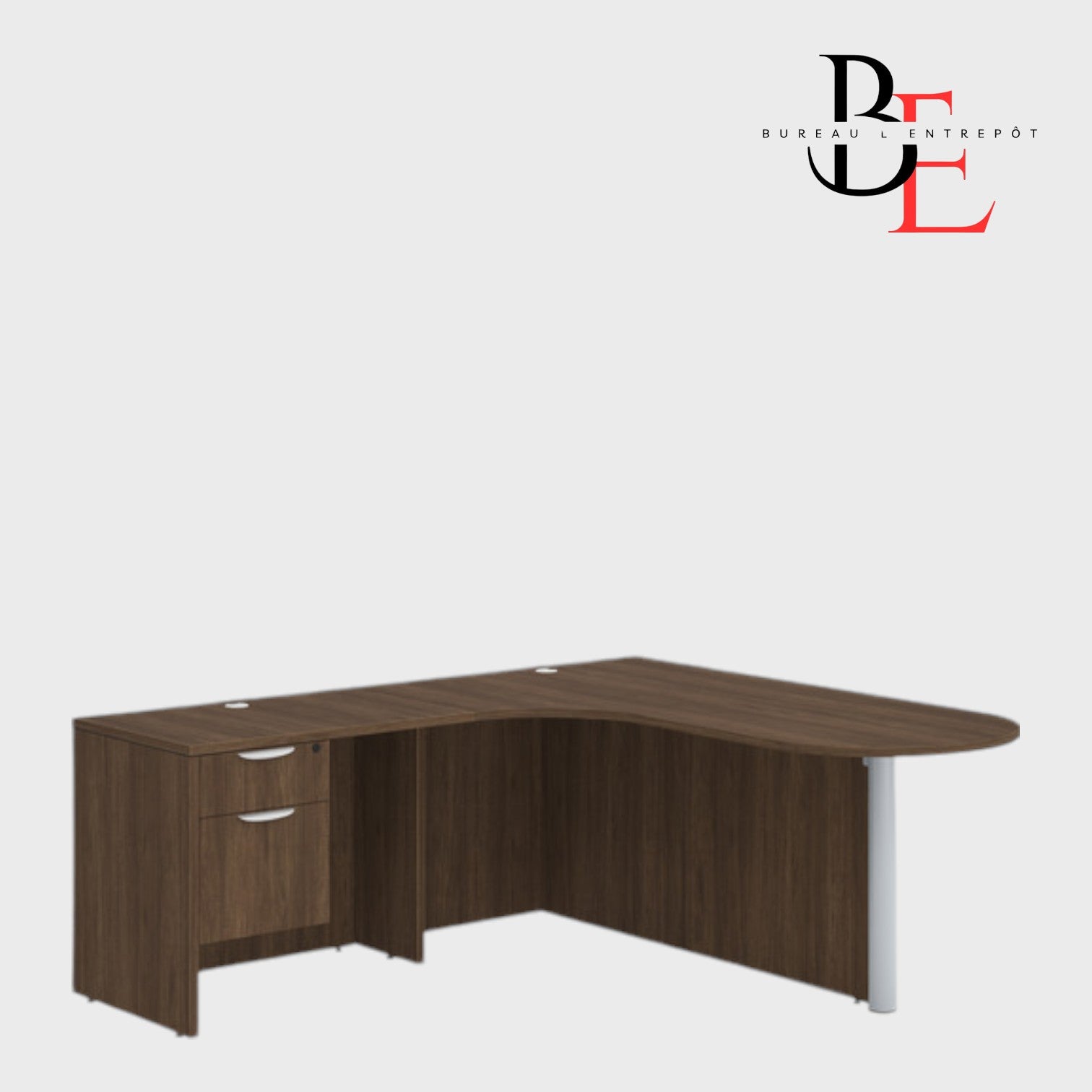 Bureau en L avec Façade Courbe, Caisson | Bureau L'Entrepôt