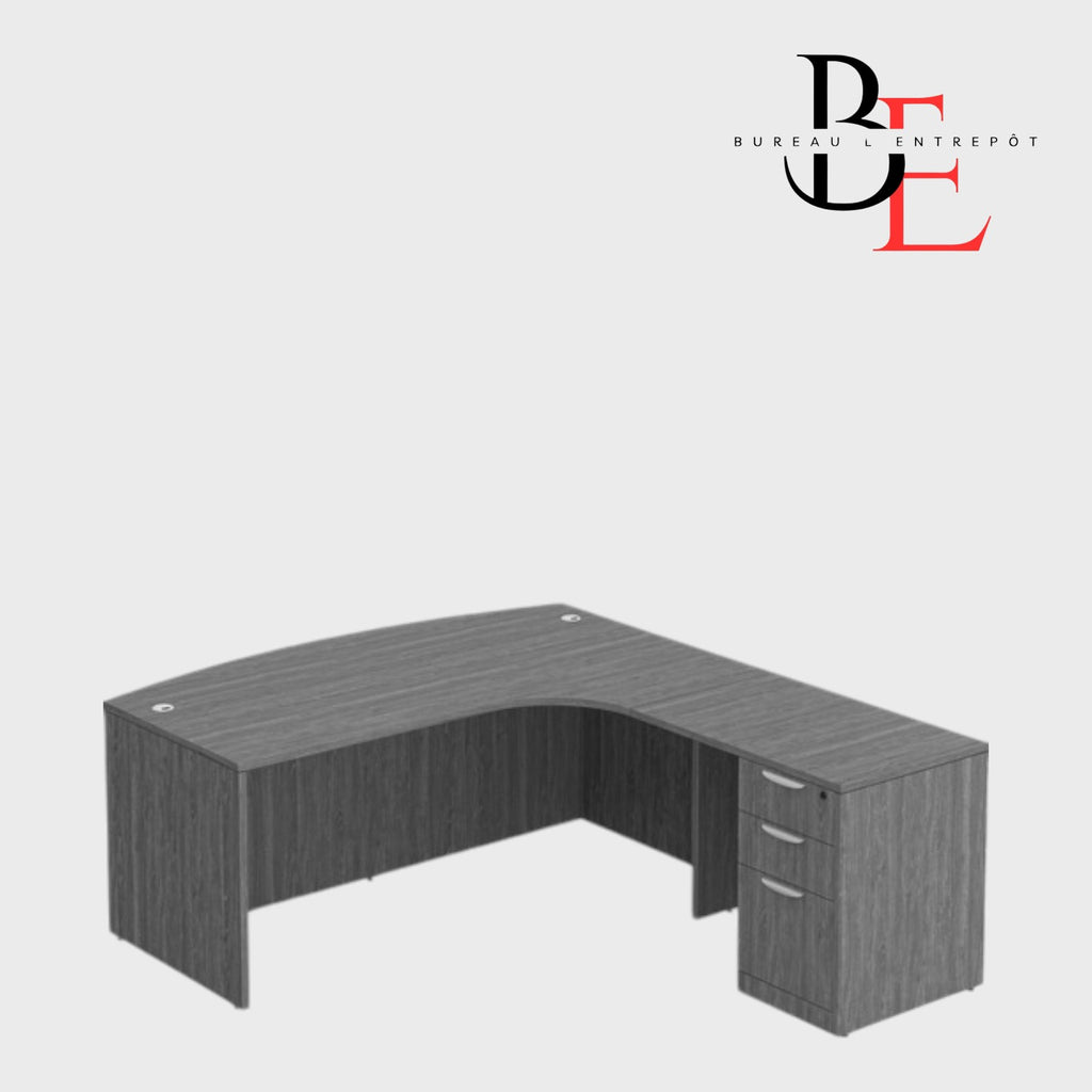 Bureau en L avec Façade Courbe et Caisson  | Bureau L'Entrepôt