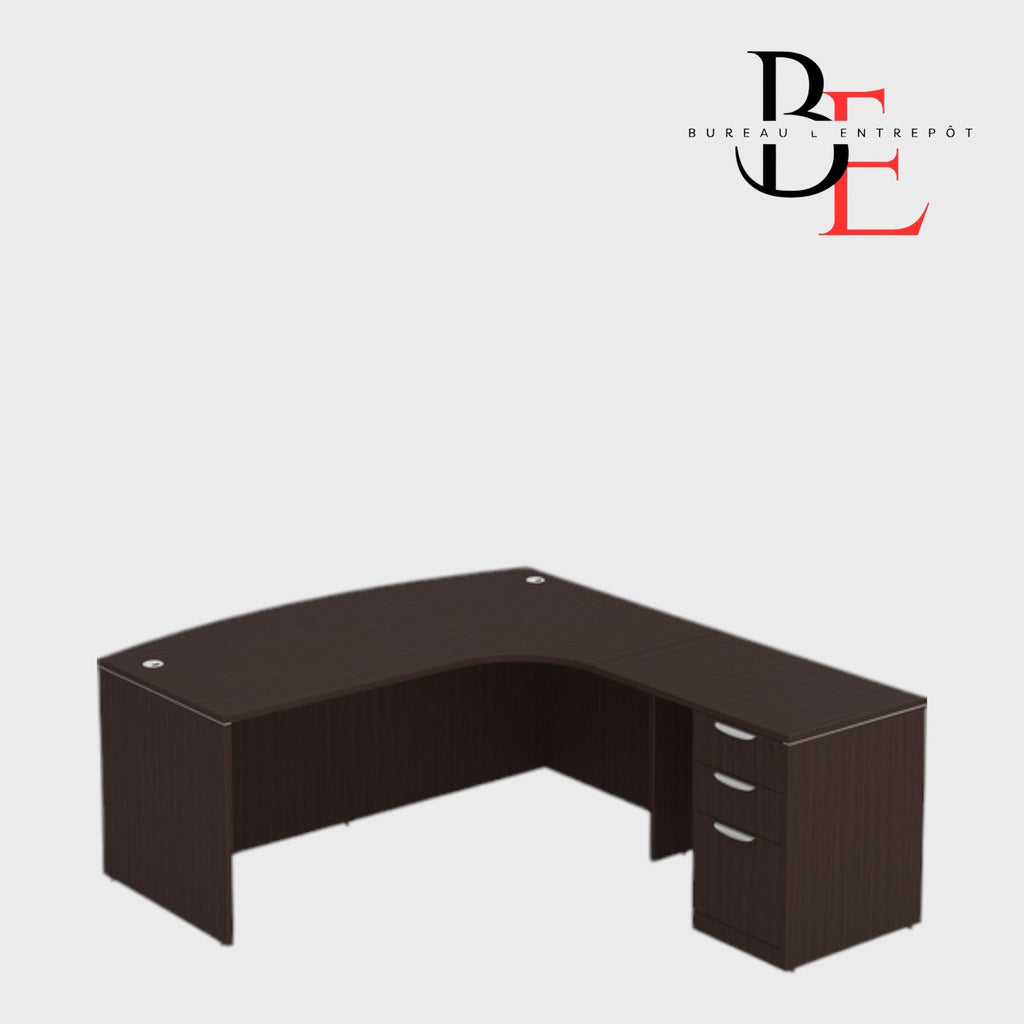 Bureau en L avec Façade Courbe et Caisson  | Bureau L'Entrepôt
