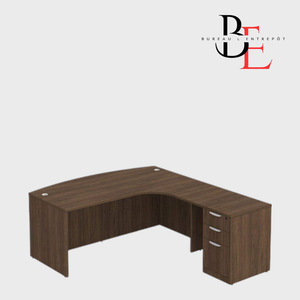 Bureau en L avec Façade Courbe et Caisson  | Bureau L'Entrepôt