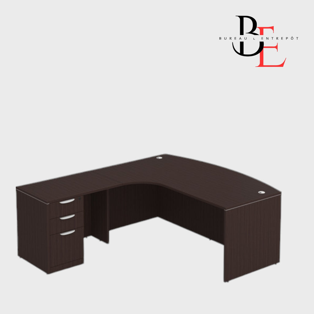 Bureau en L avec Façade Courbe et Caisson  | Bureau L'Entrepôt
