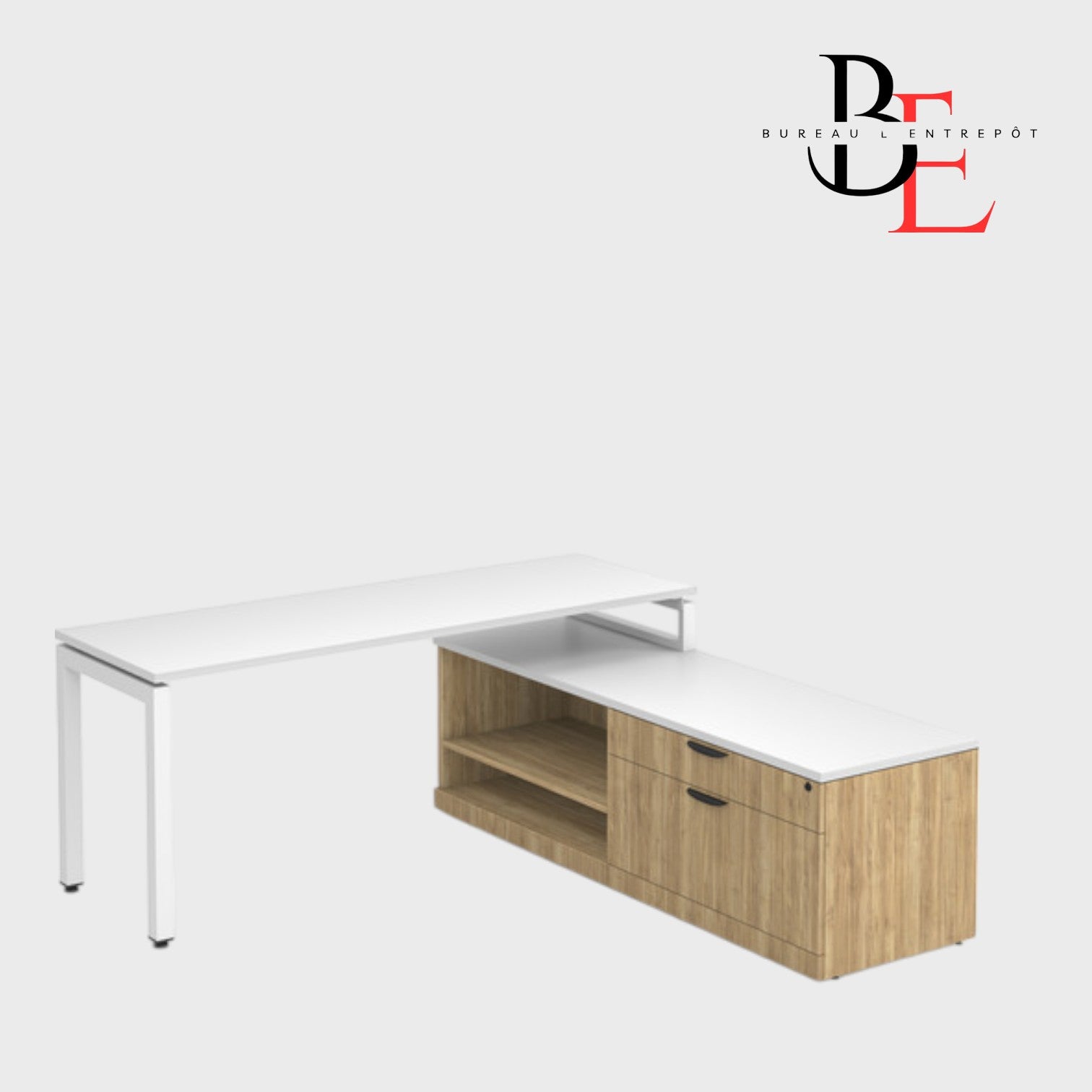 Bureau en L avec Plateau Surélevé et Crédence | Bureau L'Entrepôt