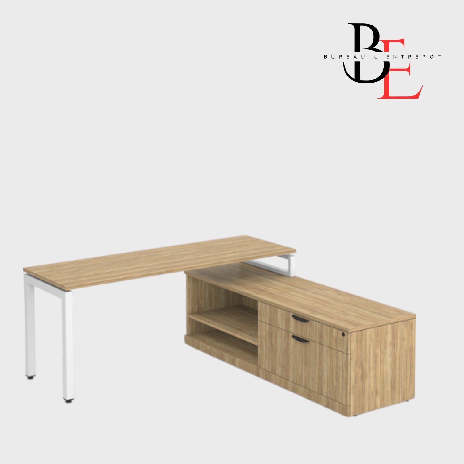 Bureau en L avec Plateau Surélevé et Crédence | Bureau L'Entrepôt