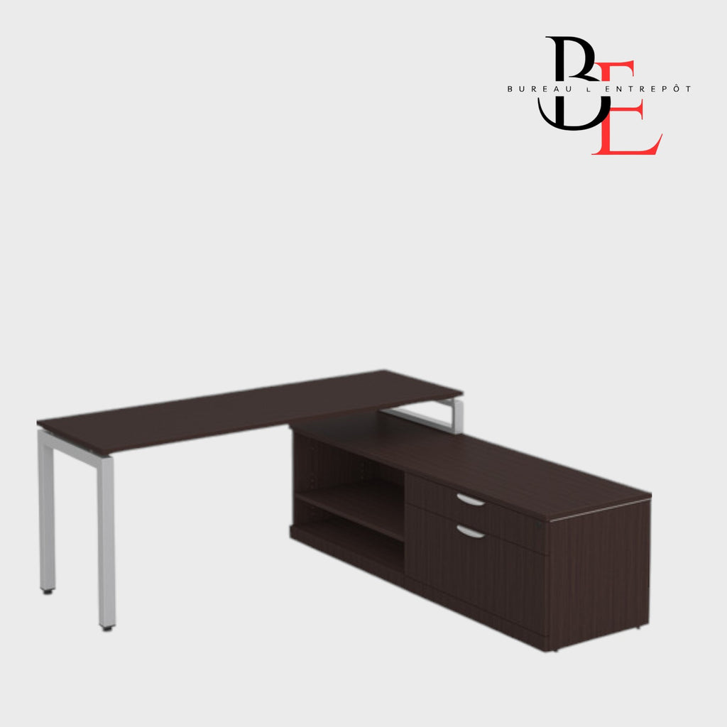 Bureau en L avec Plateau Surélevé et Crédence | Bureau L'Entrepôt