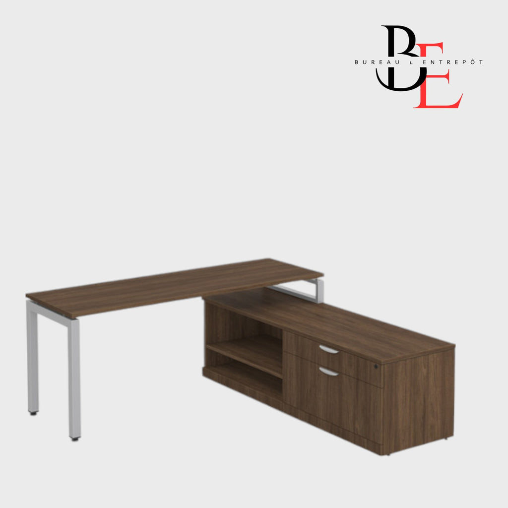 Bureau en L avec Plateau Surélevé et Crédence | Bureau L'Entrepôt
