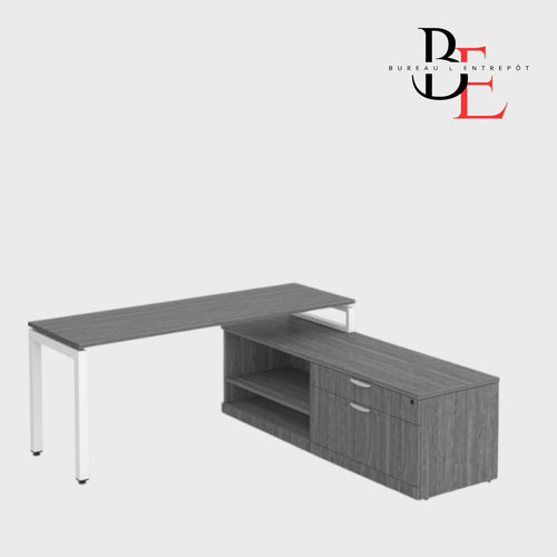 Bureau en L avec Plateau Surélevé et Crédence | Bureau L'Entrepôt