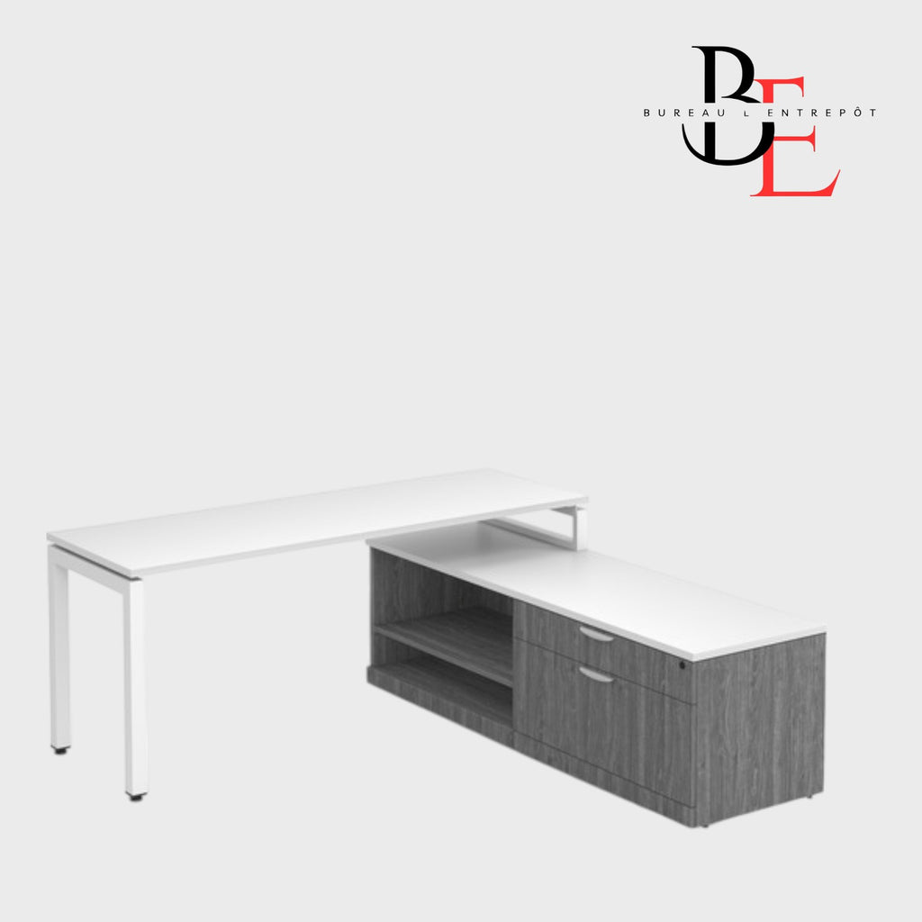 Bureau en L avec Plateau Surélevé et Crédence | Bureau L'Entrepôt