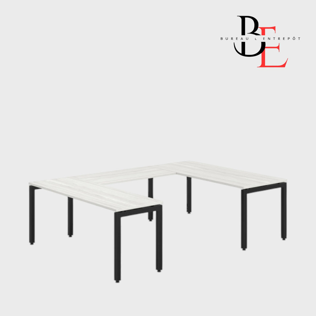 Bureau en U (Pieds Métalliques) – Espace Ouvert | Bureau L'Entrepôt